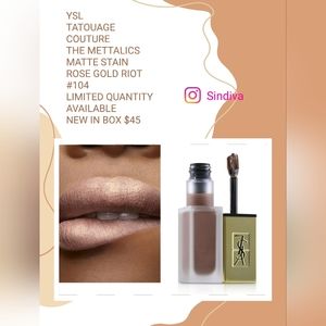 YSL TATOUAGE COUTURE THE METTALICS MATTE STAIN ROSE GOLD RIOT #104 NEW IN BOX